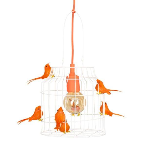 Fågelbur hängande lampa orange